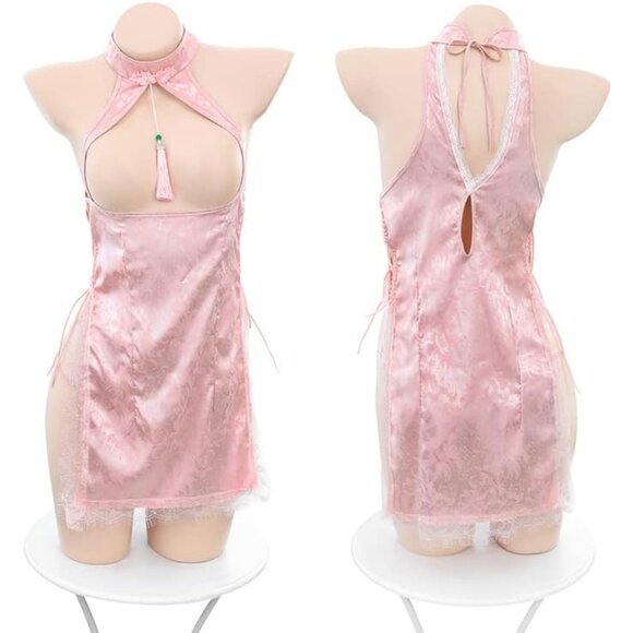 Sexy Cosplay Costumes For Women Anime Cheongsam Side Slit Hollow Style pajamas - Picture 4 of 5